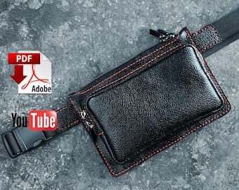 Leather Men's Waist Bag PDF Pattern: DIY Fanny Pack with Video