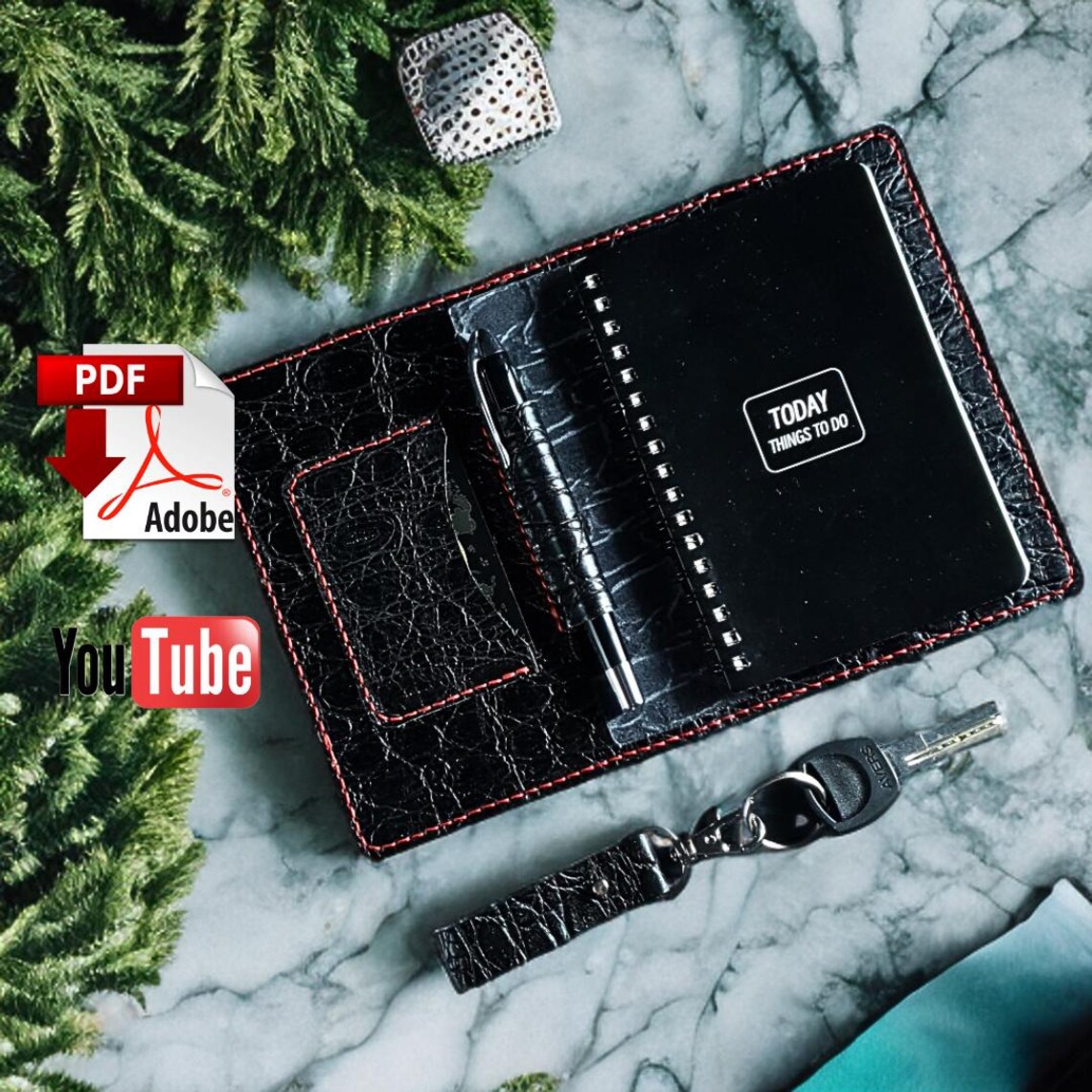Leather A6 Notebook Cover PDF Pattern: DIY Field Notes Diary (video ...