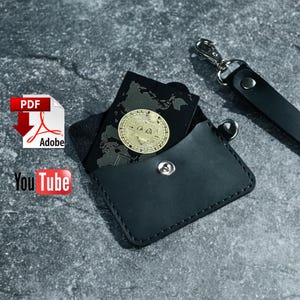 Patrón PDF para tarjetero de cuero / Llavero pequeño hecho a mano / Mini tarjetero DIY / Plantilla / Patrón PDF de costura con videotutorial
