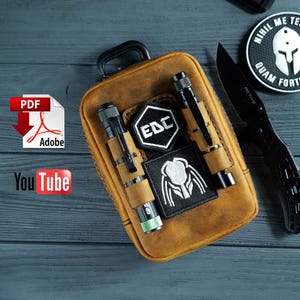 Leder EDC Gürteltasche Schnittmuster PDF | Multitool, Taschenlampe, Messer, Werkzeugtasche | EDC Veranstalter | Vorlage | Anleitung | Digitales Leder Schnittmuster