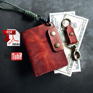 Leder Portemonnaie PDF Schnittmuster, Handgefertigte Trucker Wallet mit Klappe, DIY simple EDC Kartenhalter, Nähanleitung, PDF Nähanleitung