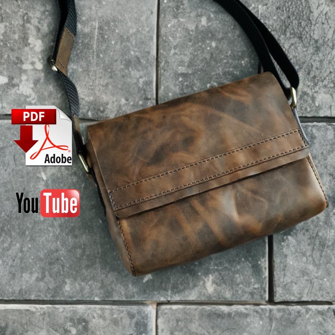 Leather Messenger Bag PDF Pattern: DIY Crossbody Bag With Video - Etsy