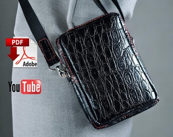 Patrón PDF para bolso bandolera de cuero para teléfono móvil: Bolso de viaje pequeño DIY con vídeo