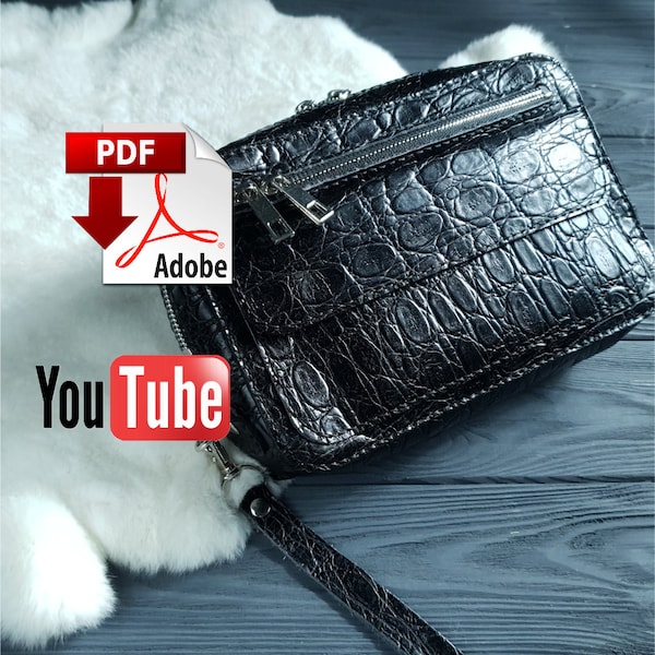 Leather hand bag PDF pattern | Men's bag pattern | Leather men's bag template | DIY leather bag