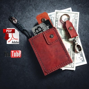 Leder kleine Mini Brieftasche PDF Muster, DIY EDC Kartenhalter | Handgefertigte Einfache Kartentasche | Vorlage | Schnittmuster Pdf mit Videoanleitung