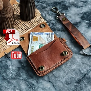 Kartenhalter aus Leder PDF Muster | Handgefertigte Mini Geldbörse | DIY Kartenetui | Schlanker Halter | Vorlage | Näh-PDF Schnittmuster mit Videoanleitung