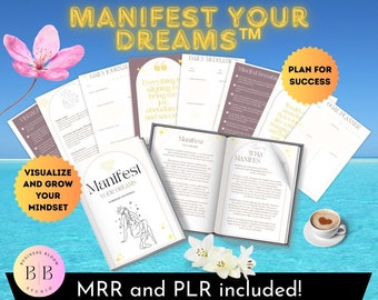 Manifest Your Dreams Workbook and Journal, positive mindset Growth, Visualization, Goal Achievement, Habit builder, Manifestation, success