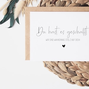 Karte Abschluss, Ausbildung, Abitur, Bachelor, Studium, Master, Prüfung, Geschenk zur bestandenen Prüfung Glückwunschkarte Grußkarte boho 16