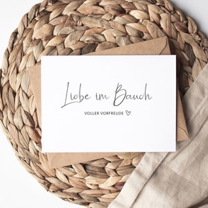 Karte "Liebe im Bauch" |  Glückwunschkarte Schwangerschaft I Grußkarte Baby I endlich schwanger Geschenkkarte Gutschein Postkarte Umschlag 3
