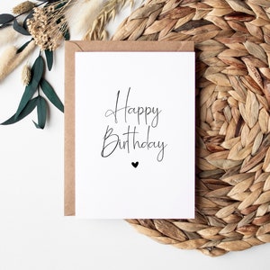 Glückwunschkarte "Happy Birthday" |  Geburtstag Postkarte Geburtstagskarte Minimalistisch Grußkarte Glückwunsch Karte Lettering Boho neutral