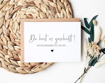 Card for graduation, education, high school diploma, bachelor's degree, university studies, master's degree, exam, gift for passing an exam, congratulations card, greeting card, boho 16
