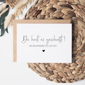 Karte Abschluss, Ausbildung, Abitur, Bachelor, Studium, Master, Prüfung, Geschenk zur bestandenen Prüfung Glückwunschkarte Grußkarte boho 16