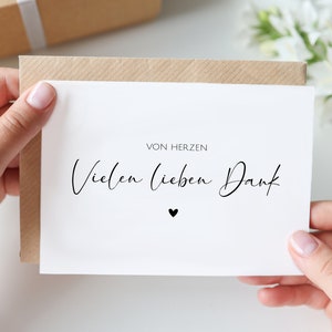 Karte "Von Herzen vielen lieben Dank" I Danksagung, Dankeschön, Danksagungskarte, Grußkarte, Postkarte, Dankeskarte,  bedanken I Ich, Wir 11