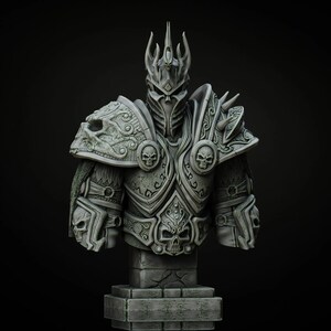 Lich King Bust (Pre Supported and Unsupported), Wow Stl File for 3D Printing, Wow Game Stl 3D model design, Statue STL, Wow Lich Digital STL