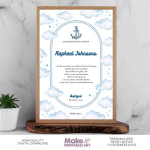 Personalisiertes Taufgeschenk für Patensohn - Christliche Wandkunst zum Ausdrucken - Individuelles Gebets-Andenken - Digitaler Download