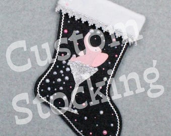 Custom Drunk Elephant Santa Handmade Christmas Stocking with Your Choice of Felt Color, Decoration & Personalization