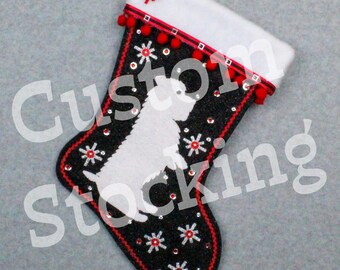 Custom Glen of Imaal Dog Handmade Christmas Stocking with Your Choice of Felt Color, Decoration & Personalization