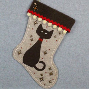 Brown Cat #44 Christmas Stocking Sandstone Sandy Tan Beige Felt Holiday Decor - Free Personalization & Free US Shipping