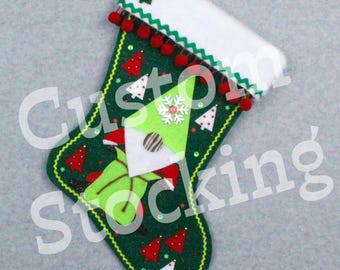 Custom Tomte Handmade Christmas Stocking with Your Choice of Felt Color, Decoration & Personalization