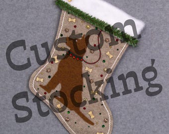 Custom German Shepherd Dog Handmade Christmas Stocking with Your Choice of Felt Color, Decoration & Personalization