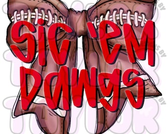 Sic ‘Em Dawgs Black and Red Football Couqette Bow PNG