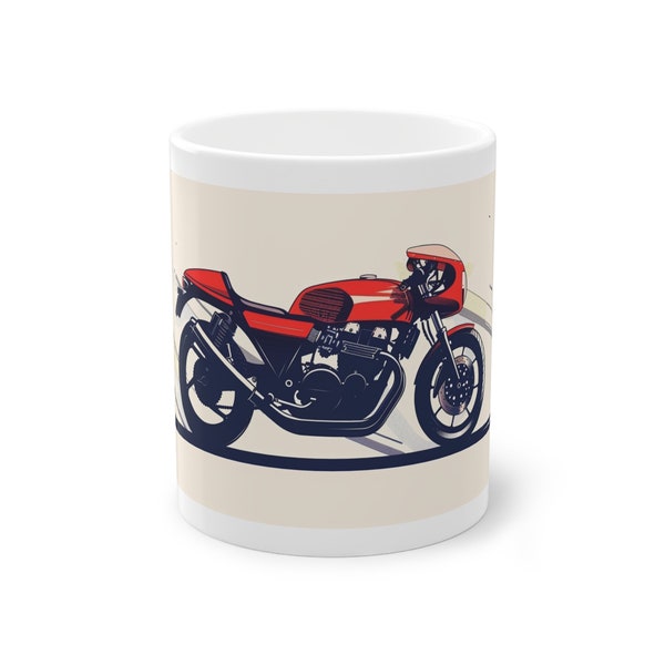 Cafe Racer Motorcycle - Sip in Style: Mug with Charming Illustration