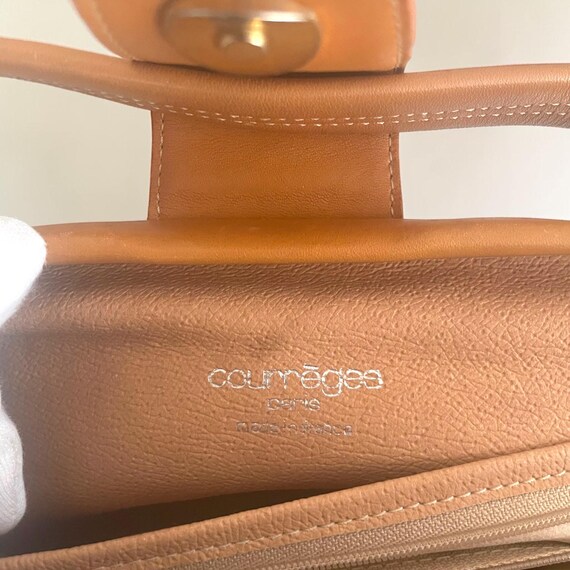 Vintage 1970s Courrèges Paris Leather Doctor Bag – Black Camel Top