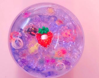 5oz Starlight garden, clear slime, bead, glitter slime. Non scented