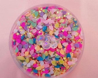 5oz Cloud power up! Crunchy slime, clear base, pixie scented.