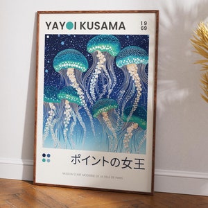 INSPIRED Yayoi Kusama, Jelly fish poster, Kusama Yayoi download, Japanese print, Yayoi kusama poste, Colorful Decor, ocean desk decor