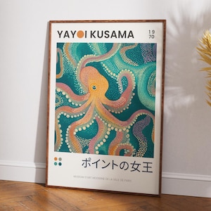 Kusama Yayoi-Download, Oktopus-Plakat, Oktopus-Wandkunst, Schreibtischdekor, Japandi-Dekor, Kusama INSPIRED, Kusama digitaler Download
