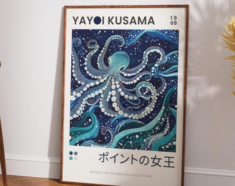 Yayoi Kusama Octopus Poster: Psychedelic Dot Illustration