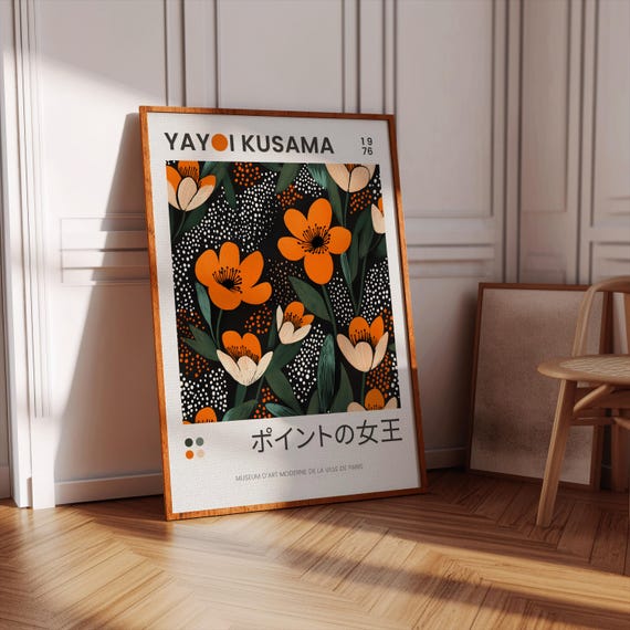 Yayoi Kusama Flower Print, Japandi Wall Art (Digital Download)