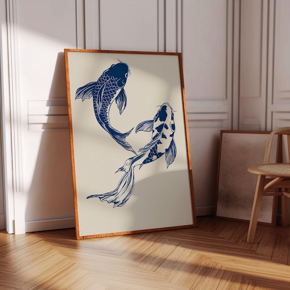 Minimalist Koi Fish Art Print: Japanese decor (Digital Download)
