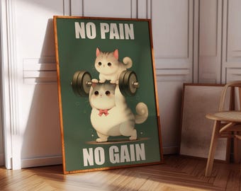 Kitten Gym Poster: Cat Workout Motivation Art (Digital Download