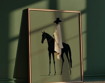 Minimalist Gaucho on Horse Poster: Contemporary Western Wall decor