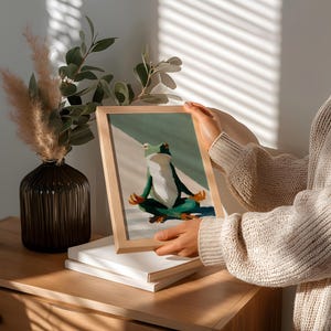 Namaste Frog konsttryck: Minimalistisk yogadekor bild 6