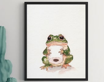 Funny Frog Bathroom Art: Minimalist Toilet Paper Poster (Digital Download)