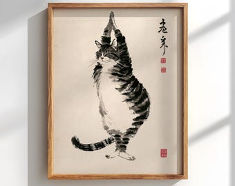 Yoga Cat Poster: Funny Spiritual Pet Decor