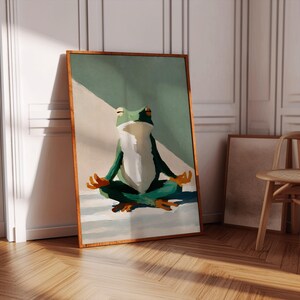 Namaste Frog konsttryck: Minimalistisk yogadekor bild 4