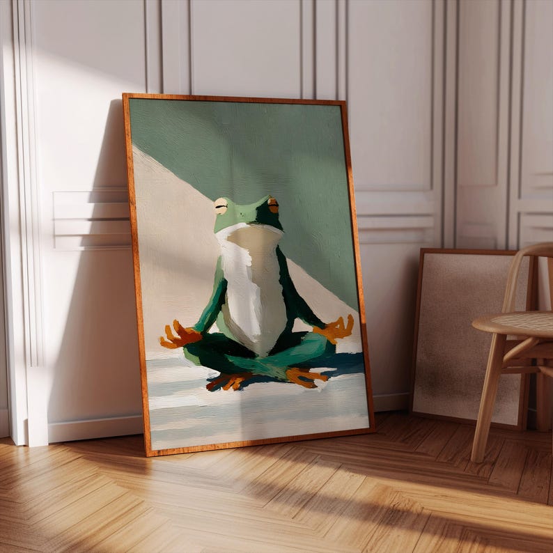 Namaste Frog konsttryck: Minimalistisk yogadekor bild 4