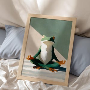 Namaste Frog konsttryck: Minimalistisk yogadekor bild 3