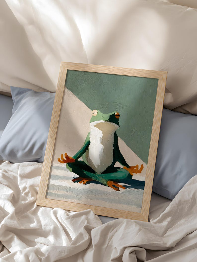 Namaste Frog konsttryck: Minimalistisk yogadekor bild 3