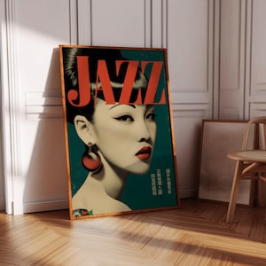 Jazz Poster Vintage Japanese Art Print Retro Music Wall Decor Modern Illustration Cool Gift for Music Lovers Japanese Jazz poster