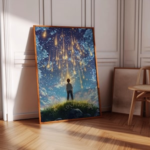 lofi animiert, lofi Hintergrund, gemütliches Dekor Vintage Anime Ästhetik, Anime herunterladbare Kunst, nostalgisches Dekor, Anime Himmel Poster