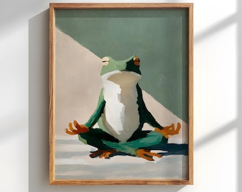 Namaste Frog konsttryck: Minimalistisk yogadekor
