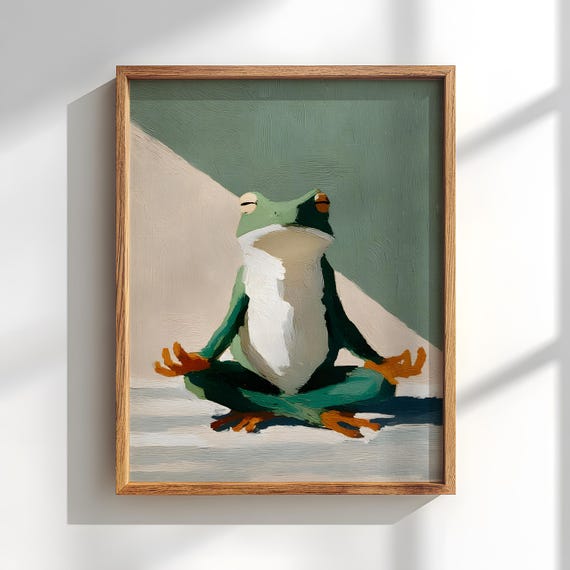 Namaste Frog art print: Minimalist Yoga decor