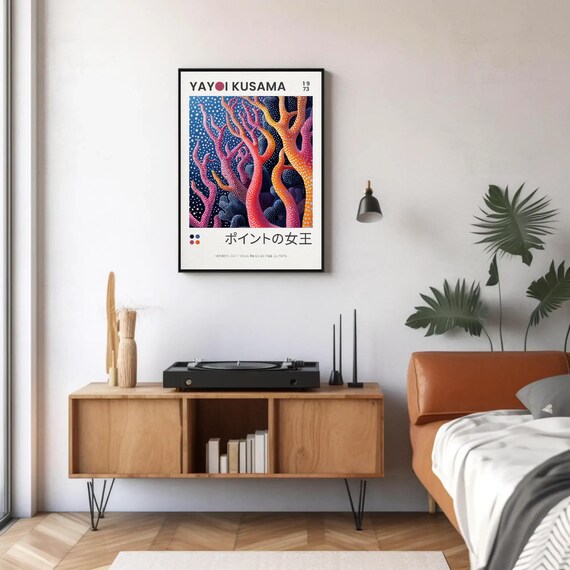 Yayoi Kusama Corals Poster: Psychedelic Dot Illustration, Abstract