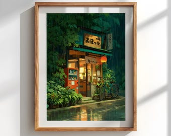 Animeposter Cosy Cafe: door Studio Ghibli geïnspireerde kunstprint