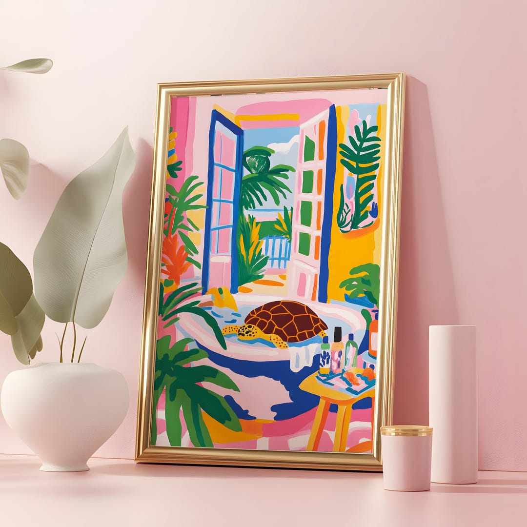 Matisse Turtle Bath Art Print, Tropical Bathroom Decor (digital ...